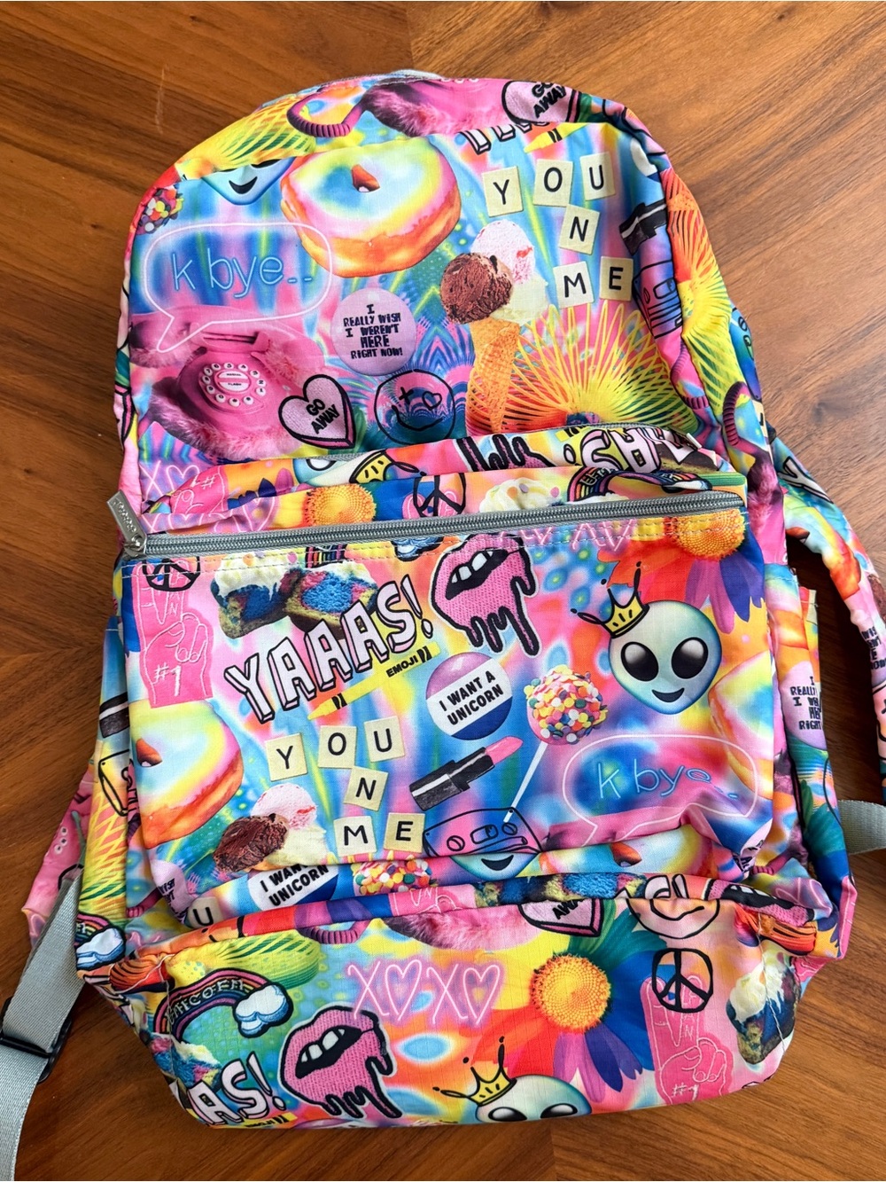 iScream Emoji Graffiti Backpack Colorful Alien Donut Tween School Book Bag